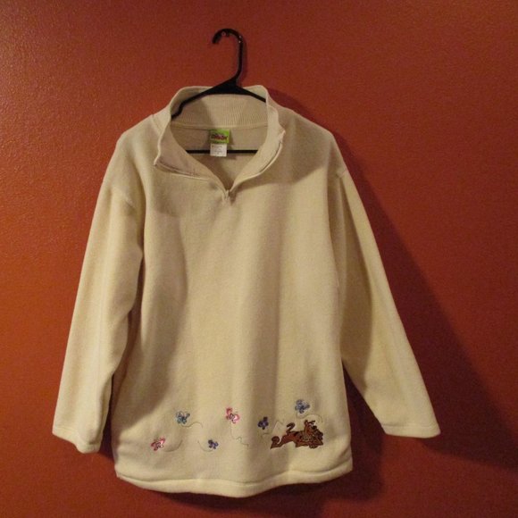 Scooby Doo Vintage 1999 Cartoon Network Woman Medium Cream Blue Pink Pullover - Picture 6 of 10